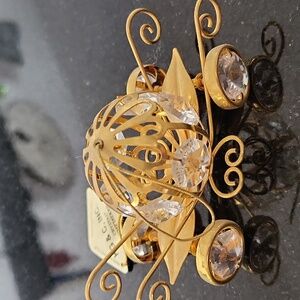Gold Carriage Ornament with Crystal Accents